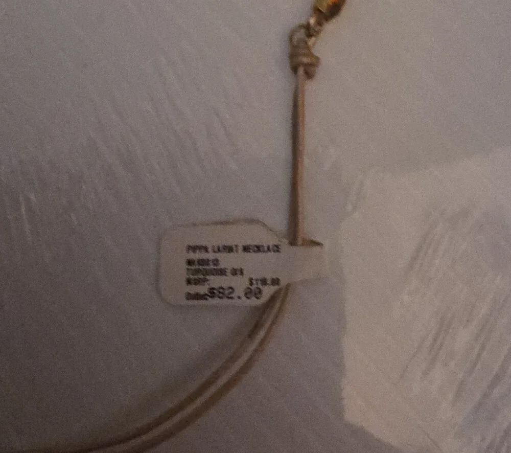Johnny Was Aqua Beaded Tassel Necklace with Gold Accents